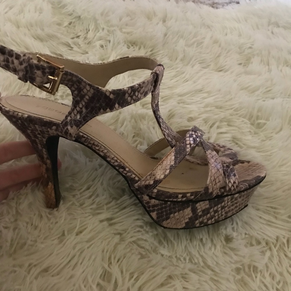 BCBG snakeskin texture heels